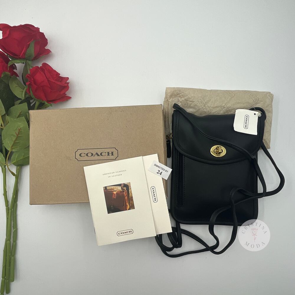 NEW Vintage Coach Tourist Pouch Passport Hipster 6908 Black USA 1998